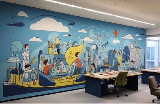安福办公室墙绘的特点。