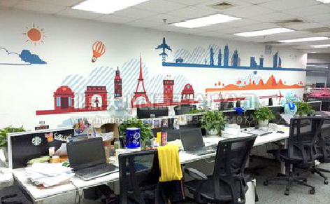 安福教你设计办公室墙绘的方法。